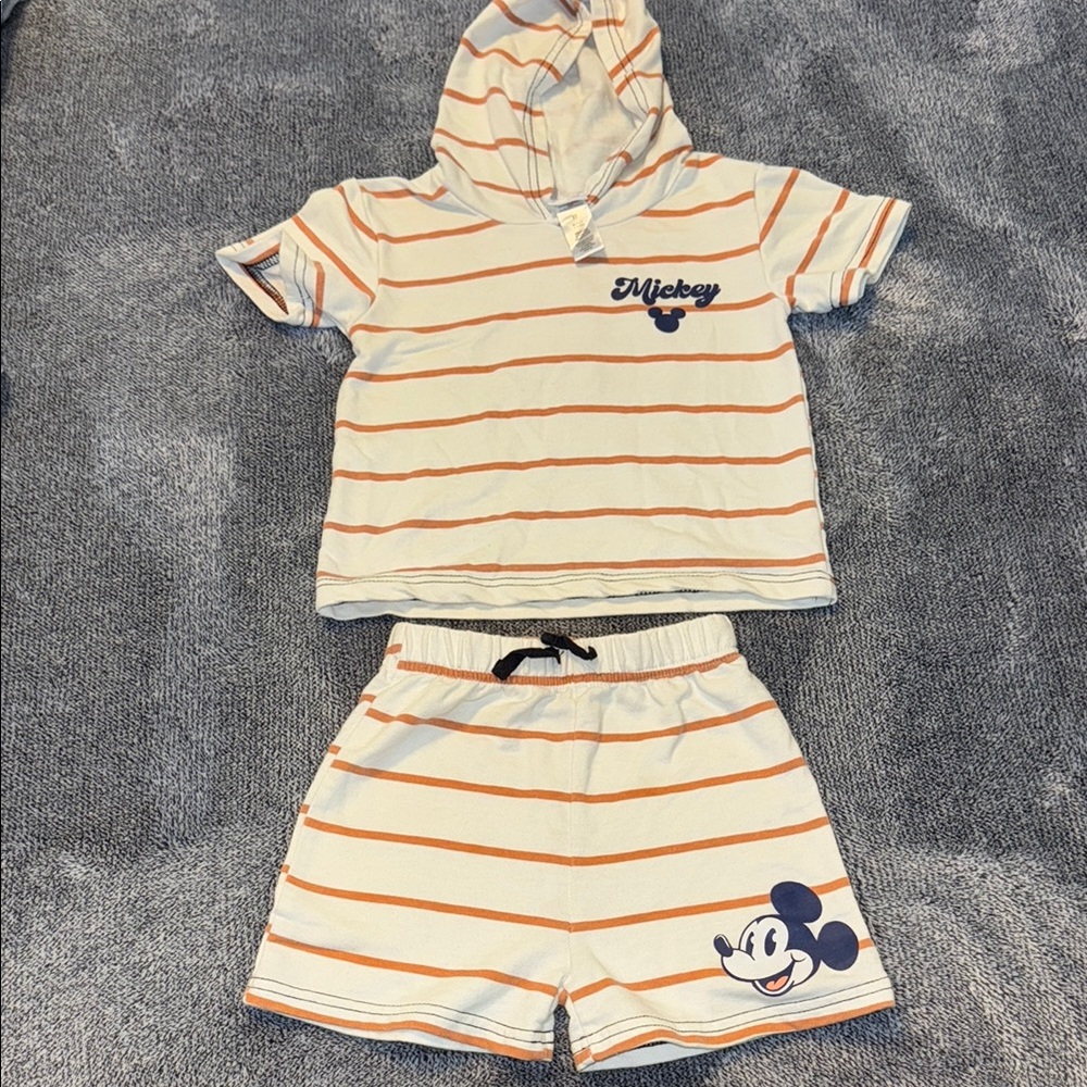 Disney Orange and White Striped Pajama Set